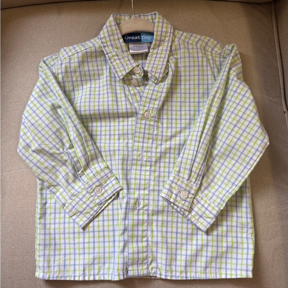 Green Plaid Kids Shirt